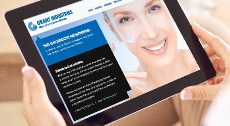 Grant Industries website on an iPad