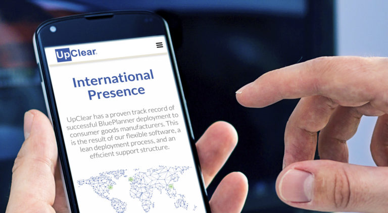 UpClear website on iphone screen