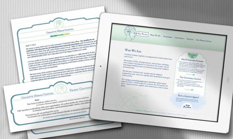 Creative Human Capital letterhead and ipad screen