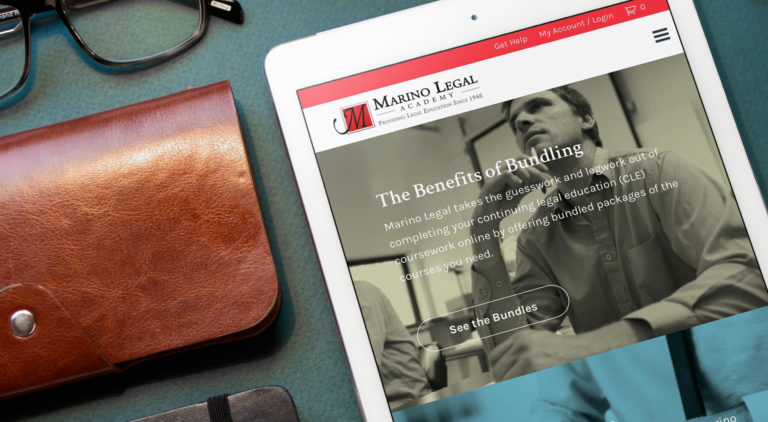 Marino Legal Academy website on iPad screen