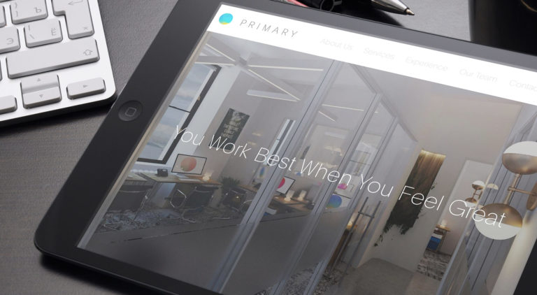 Primary website on iPad screen