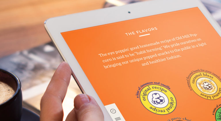 flavors page of website on iPad screen